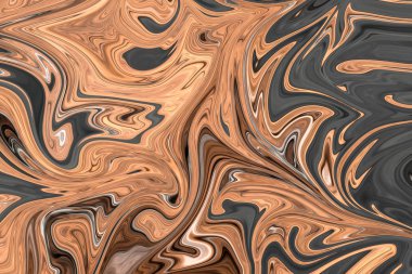 Kahverengi, beyaz ve gri grafik renk sanat formu ile soyut desen Sıvılaştır. Liquifying akışı ile dijital arka plan
