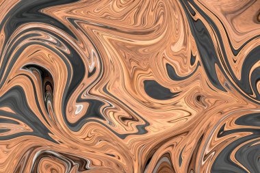Kahverengi, beyaz ve gri grafik renk sanat formu ile soyut desen Sıvılaştır. Liquifying akışı ile dijital arka plan