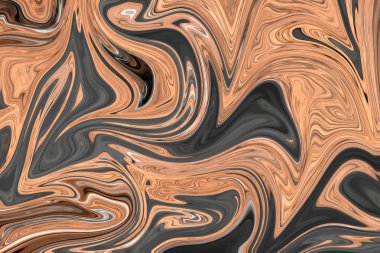 Kahverengi, beyaz ve gri grafik renk sanat formu ile soyut desen Sıvılaştır. Liquifying akışı ile dijital arka plan