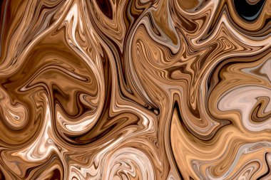 Kahverengi, beyaz ve gri grafik renk sanat formu ile soyut desen Sıvılaştır. Liquifying akışı ile dijital arka plan