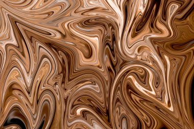 Kahverengi, beyaz ve gri grafik renk sanat formu ile soyut desen Sıvılaştır. Liquifying akışı ile dijital arka plan