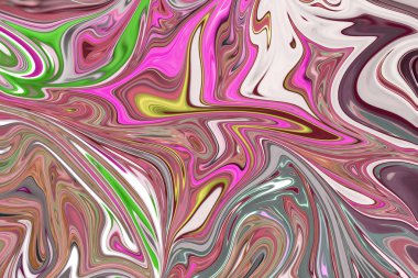 Pembe ile soyut desen Sıvılaştır, kahverengi, yeşil, gri ve sarı grafik sanat formu renk. Liquifying akışı ile dijital arka plan