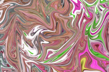 Pembe ile soyut desen Sıvılaştır, kahverengi, yeşil, gri ve sarı grafik sanat formu renk. Liquifying akışı ile dijital arka plan