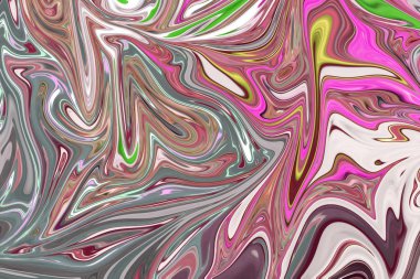 Pembe ile soyut desen Sıvılaştır, kahverengi, yeşil, gri ve sarı grafik sanat formu renk. Liquifying akışı ile dijital arka plan