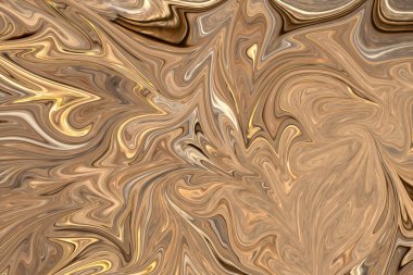Kahverengi, beyaz ve gri grafik renk sanat formu ile soyut desen Sıvılaştır. Liquifying akışı ile dijital arka plan