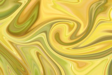 Yeşil ile soyut desen Sıvılaştır ve sarı grafik sanat formu renk. Liquifying akışı ile dijital arka plan