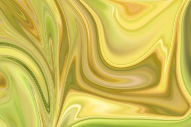 Yeşil ile soyut desen Sıvılaştır ve sarı grafik sanat formu renk. Liquifying akışı ile dijital arka plan