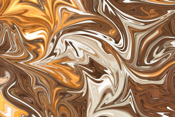 Liquify Abstract Pattern Com Brown Branco Amarelo Gráficos Forma Arte — Fotografia de Stock