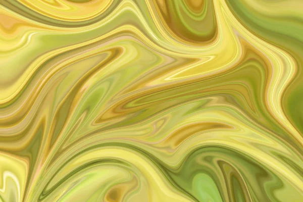 Liquidar Padrão Abstrato Com Gráficos Verdes Amarelos Forma Arte Cor — Fotografia de Stock