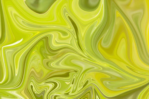 stock image Liquify Abstract Pattern With Green, Lemon, Lime And Yellow Graphics Color Art Form. Digital Background With Liquifying Flow