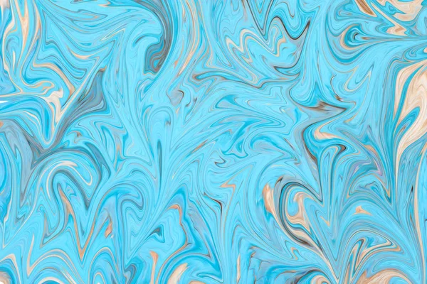 抽象的なパターンと水色と茶色のグラフィック カラー アート フォームをゆがみ Liquifying フローのデジタル背景 — ストック写真