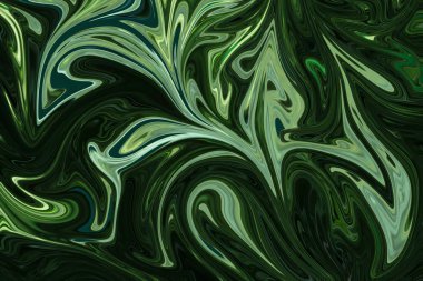 Darkgreen, Forestgreen ve Olivedrab grafik renk sanat formu ile soyut desen Sıvılaştır. Liquifying akışı ile dijital arka plan