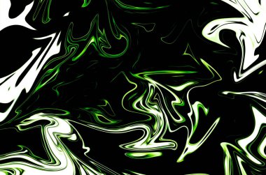 Ufo yeşil ve siyah grafik renk sanat formu ile soyut desen Sıvılaştır. Zehirli Ufo yeşil akışı Liquifying ile dijital arka plan