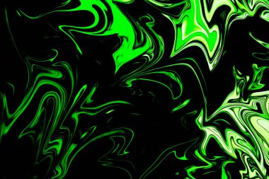 Ufo yeşil ve siyah grafik renk sanat formu ile soyut desen Sıvılaştır. Zehirli Ufo yeşil akışı Liquifying ile dijital arka plan