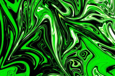 Ufo yeşil ve siyah grafik renk sanat formu ile soyut desen Sıvılaştır. Zehirli Ufo yeşil akışı Liquifying ile dijital arka plan