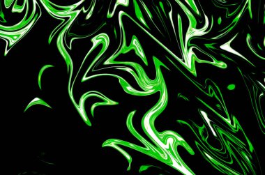 Ufo yeşil ve siyah grafik renk sanat formu ile soyut desen Sıvılaştır. Zehirli Ufo yeşil akışı Liquifying ile dijital arka plan
