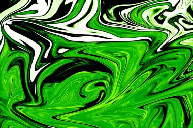 Ufo yeşil ve siyah grafik renk sanat formu ile soyut desen Sıvılaştır. Zehirli Ufo yeşil akışı Liquifying ile dijital arka plan