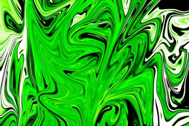 Ufo yeşil ve siyah grafik renk sanat formu ile soyut desen Sıvılaştır. Zehirli Ufo yeşil akışı Liquifying ile dijital arka plan