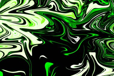 Ufo yeşil ve siyah grafik renk sanat formu ile soyut desen Sıvılaştır. Zehirli Ufo yeşil akışı Liquifying ile dijital arka plan