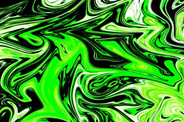 Ufo yeşil ve siyah grafik renk sanat formu ile soyut desen Sıvılaştır. Zehirli Ufo yeşil akışı Liquifying ile dijital arka plan