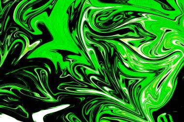 Ufo yeşil ve siyah grafik renk sanat formu ile soyut desen Sıvılaştır. Zehirli Ufo yeşil akışı Liquifying ile dijital arka plan