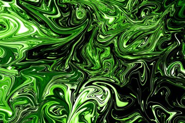 Ufo yeşil ve siyah grafik renk sanat formu ile soyut desen Sıvılaştır. Zehirli Ufo yeşil akışı Liquifying ile dijital arka plan