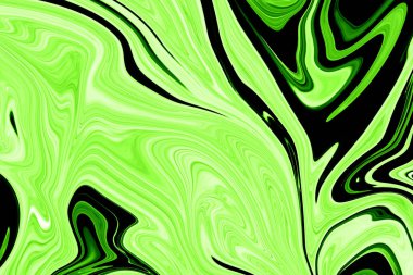 Ufo yeşil ve siyah grafik renk sanat formu ile soyut desen Sıvılaştır. Zehirli Ufo yeşil akışı Liquifying ile dijital arka plan