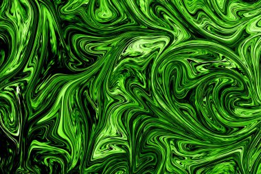 Ufo yeşil ve siyah grafik renk sanat formu ile soyut desen Sıvılaştır. Zehirli Ufo yeşil akışı Liquifying ile dijital arka plan