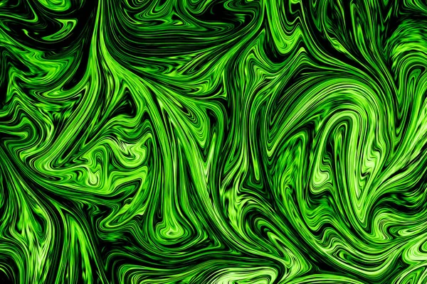 Liquidar Padrão Abstrato Com Ufo Verde Preto Gráficos Forma Arte — Fotografia de Stock