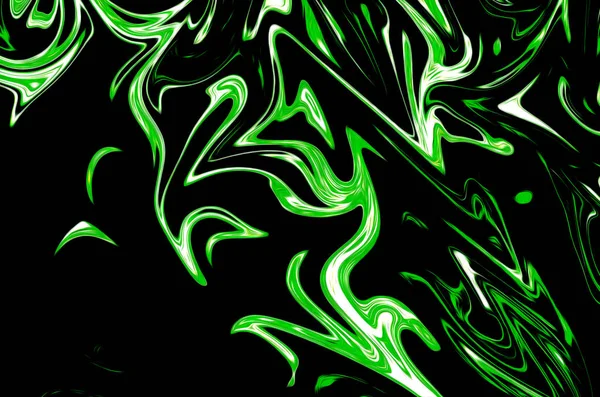 Uitvloeien Abstracte Patroon Met Ufo Groene Zwarte Graphics Kleur Kunstvorm — Stockfoto