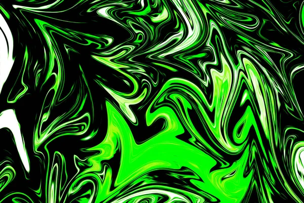 Liquidez Modèle Abstrait Avec Forme Art Couleur Graphique Verte Noire — Photo