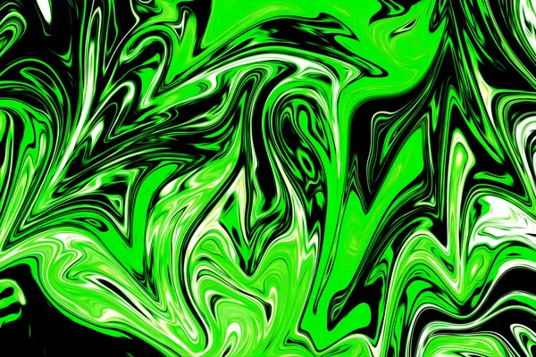Ufo 绿色和黑色图形色彩艺术形式来识别抽象图案 具有液化有毒的乌福绿色流动的数字背景 — 图库照片