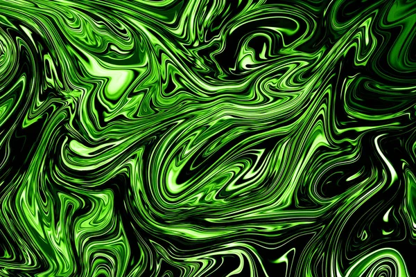 Liquidez Modèle Abstrait Avec Forme Art Couleur Graphique Verte Noire — Photo