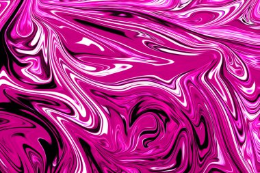 Soyut model plastik pembe ve siyah grafik renk sanat formu ile. Sıvı akışı ile dijital arka plan.
