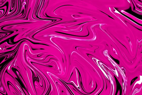 液体抽象图案与塑料粉红色和黑色图形颜色艺术形式 带液体流动的数字背景 — 图库照片