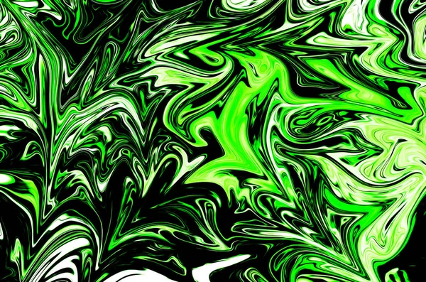 Patrón abstracto líquido con forma de arte de color de gráficos verdes y negros OVNI. Fondo digital con líquido venenoso abstracto OVNI flujo verde . — Foto de Stock