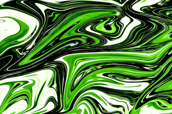 Patrón abstracto líquido con forma de arte de color de gráficos verdes y negros OVNI. Fondo digital con líquido venenoso abstracto OVNI flujo verde . — Foto de Stock