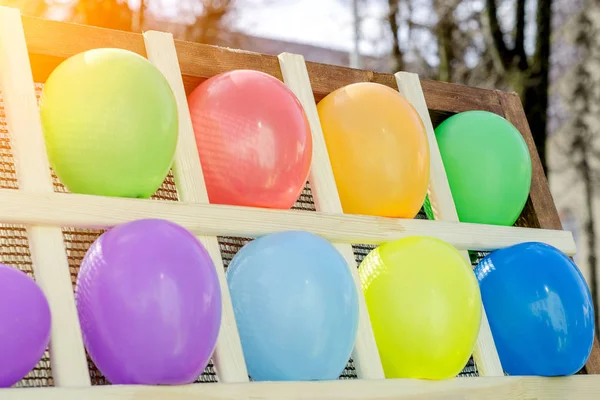 Colorful Balloons As Targets. Wall Of Multicolor Balloons With Some Popped, Carnival Game