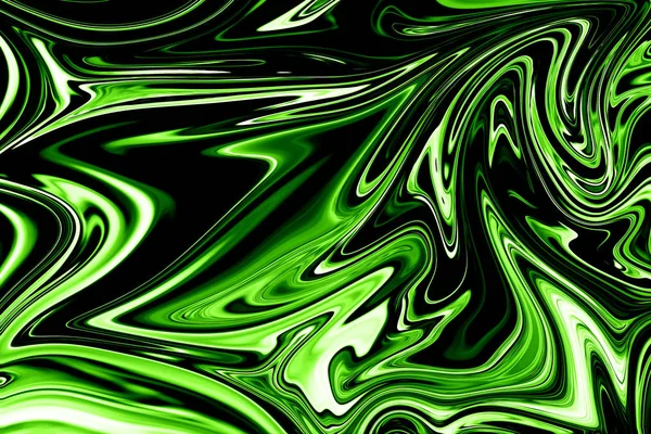 Patrón Abstracto Líquido Con Forma Arte Color Gráficos Verdes Negros — Foto de Stock