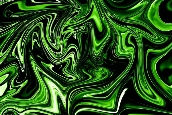 Płyn Streszczenie Wzór Ufo Zielony Czarny Grafika Kolor Formy Sztuki — Zdjęcie stockowe