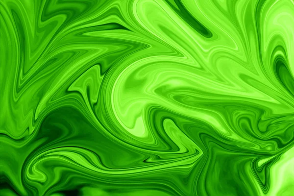 液体抽象图案与 Ufo 绿色和黑色图形色彩艺术形式 具有液体毒性的数字背景和抽象的 Ufo 绿色流动 — 图库照片