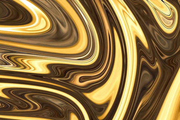 Modello di arte moderna. Modello astratto liquido con oro giallo e nero Graphics Color Art Form. Fondo digitale con flusso di liquefazione — Foto Stock