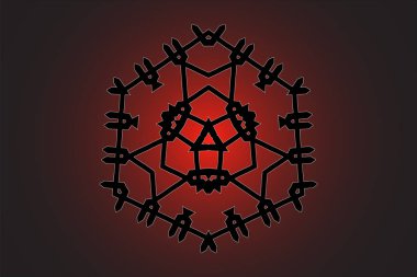 Geometrik, tek renkli vektör desen. Gotik tarzı sanat.