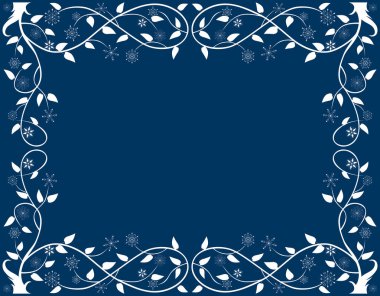 Donmuş şube ve kar taneleri ile dekoratif çerçeve