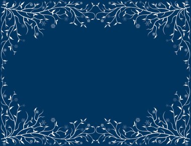 Donmuş şube ve kar taneleri ile vektör çerçeve