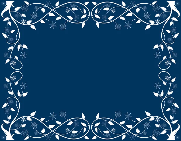 Donmuş şube ve kar taneleri ile dekoratif çerçeve