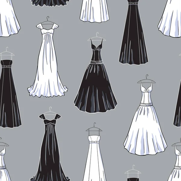 Seamless Background Evening Gowns — Stock Vector