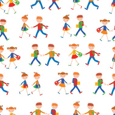 Okula neşeli okul çocuklarında arka plan