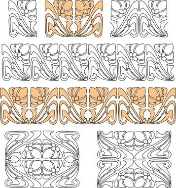  Vektör tasarım öğeleri art nouveau tarzında