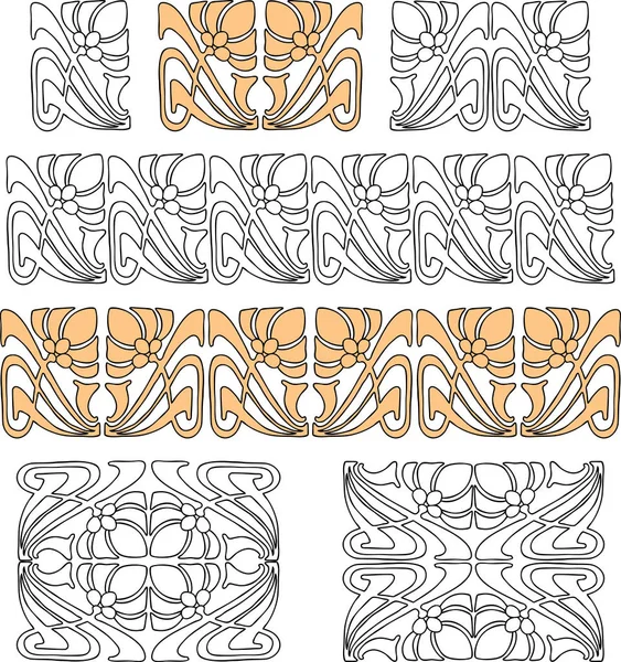  Vektör tasarım öğeleri art nouveau tarzında